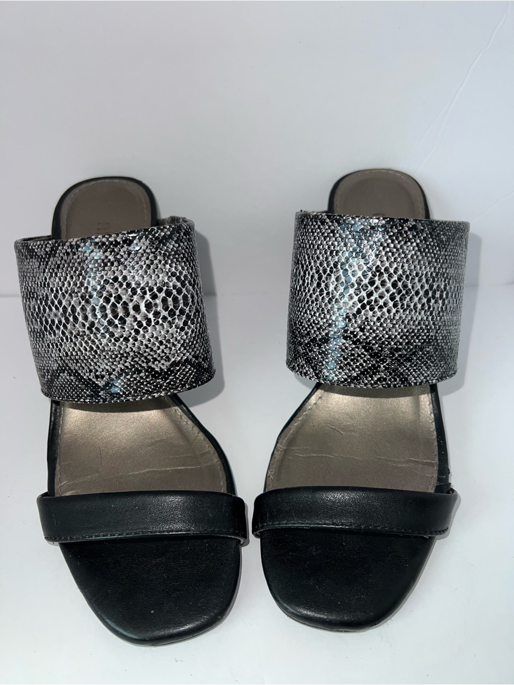 Nicole “Briar” Snakeskin Print Block Heel Mules – Size 6 M